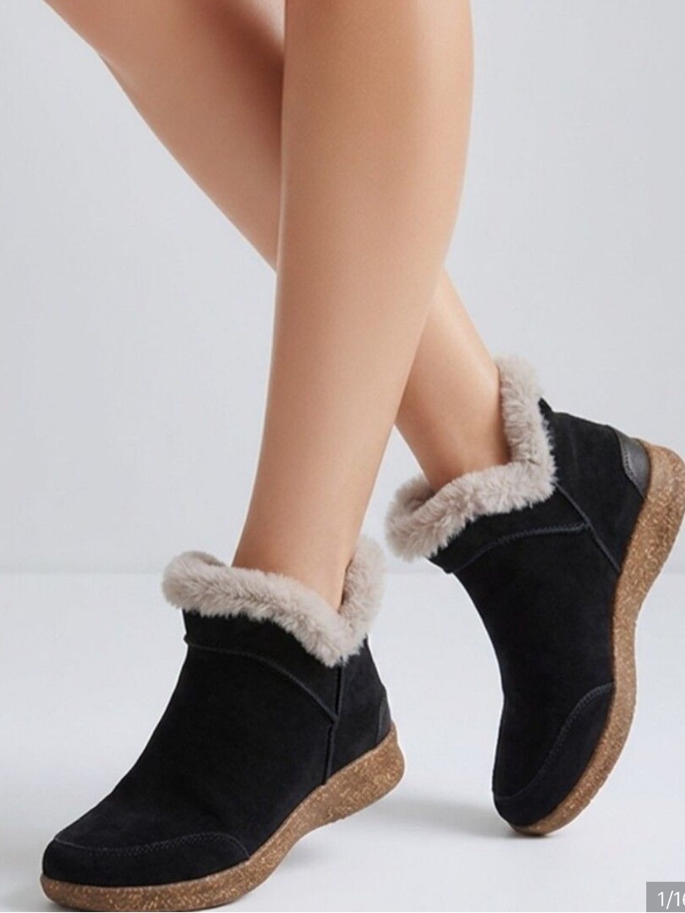 Taos Black Suede Future Mid Shearling Boots, Black, Size 8, NEW WITH BOX